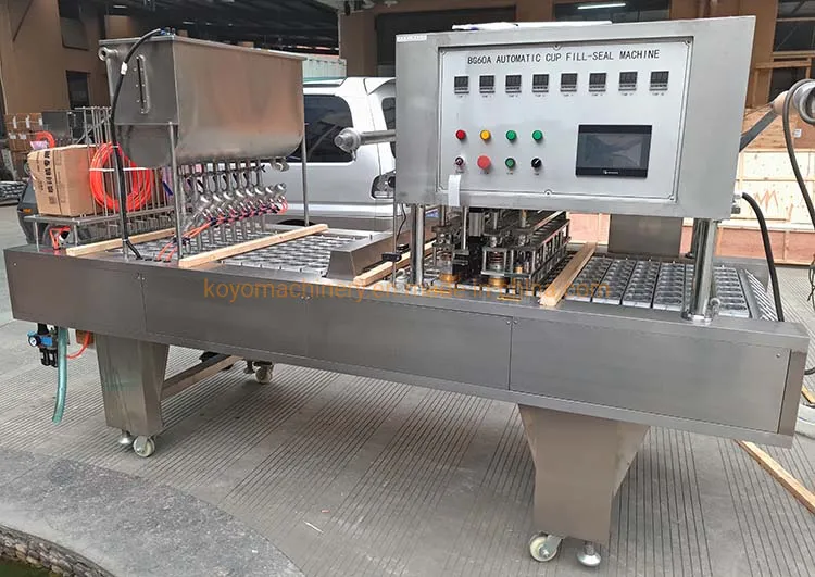 Plastic Juice Jelly Yogurt Cup Filling Sealing Machine PLC Control