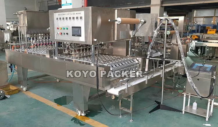 Plastic Juice Jelly Yogurt Cup Filling Sealing Machine PLC Control